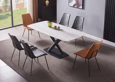 Obrázok produktu pre jedálenské stoly Kovový jedálenský stôl Moderný nábytok  nerezový