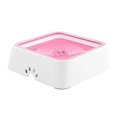 Imagen del producto de Bebedero para perros y gatos de 2 litros. Plato antigoteo para mascotas, color rosa