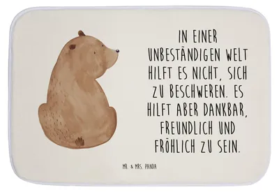 Produktbild von Mr. & Mrs. Panda Teppich Bad Bär Schulterblick - Weiß - Geschenk, duschmatte, Teddy, Weisheit, Badvorleger, Badteppich, Motivation, Weltansicht, Selbstachtung, Bären