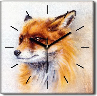 Produktbild von Coloray Uhr auf Leinwand 30x30 cm Wand Uhr Dekoration Wohnzimmer Segeltuch schwarze Hände -Fuchs Tierwaldbäume
