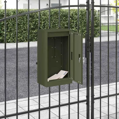 Produktbild von Design Briefkasten Olivgrün 30 x 23 x 55 cm Stahl - Briefkästen 2025 Neu4502692 1parcel