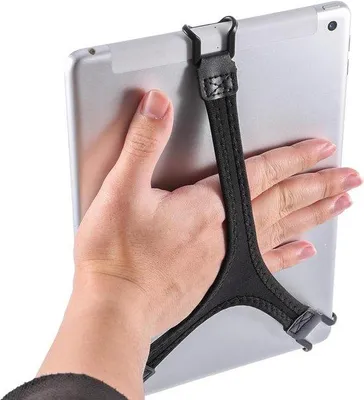 Immagine prodotto di Custodia per tablet con cinturino da polso e supporto, nera, 10-10,5 pollici