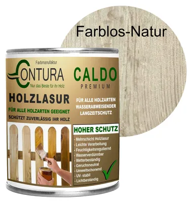 Produktbild von 750ml - Holzlasur Dickschichtlasur Set + Pinsel 2in1 Dauerschutzlasur Holzschutz Lasur - 01 Farblos - Natur