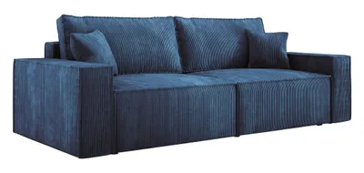 Produktbild von Sofa mit Schlaffunktion und Bettkasten CORTINA, Sofa Cord, Couch, Klappsofa mit Schlaffunktion, Schlafsofa, Bettsofa, Polstersofa - Blau POSO 05