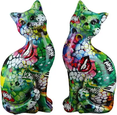 Produktbild von Gilde Katze "Street Art" sitzend Kunstharz mehrfarbig 37203