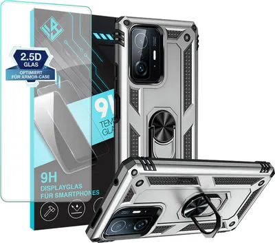 Produktbild von Armor Outdoor Handyhülle für Xiaomi 11T / 11T Pro Handy Panzer Case Schutzhülle mit 9H Displayglas Displayschutz Farbe: Silber