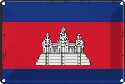 Image de vianmo Plaque en tôle 12x18 cm Drapeau Kambodschas Flag Cambodia