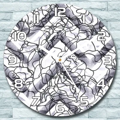 Produktbild von Wanduhr aus Glas Rund fi 30 Abstrakt Blumen Quarz Deko Schlafzimmer Büro