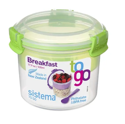 Produktbild von Sistema Frühstücksdose BREAKFAST TO GO 530 ml mintgrün inkl. Löffel