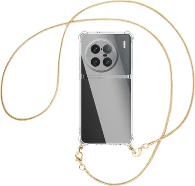 Produktbild von Handykette Backcover-Schutzhülle mit Band (Metall goldfarben) für vivo X90 Pro Plus (V2227A, 6.78'') - goldfarbene Snake-Kette