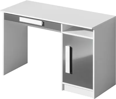 Produktbild von Kinderzimmer - Schreibtisch Walter 09, Farbe: Weiß / Grau Hochglanz - 80 x 120 x 50 cm (H x B x T)