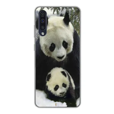 Produktbild von MuchoWow® Handyhülle Schutzhülle Hülle für Samsung Galaxy A30s Panda - Jungtier - Schnee Silikon Softcase Handy Hülle - Karteninhaber