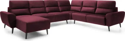 Produktbild von DomoHome Polster-Ecksofa BOSCO U-Form, Monolith-Stoff, Freistehend, mit verstellbaren Kopfstützen, Sofa für Familien, Größe: 340x270x98cm, Farbe: Burgunderrot