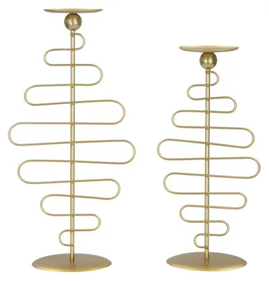 Image de Set de 2 bougeoirs Alid en fer doré CM 25x16x51 et 20x16x43