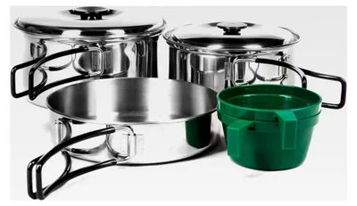 Produktbild von Edelstahl Kochtopf-Set für 2 Personen, Campinggeschirr, Silber