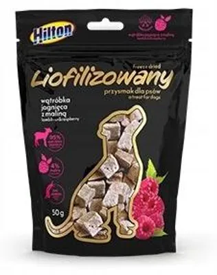 Immagine prodotto di Hilton, bocconcini liofilizzati con fegato di agnello e lampone, per cani, 50g