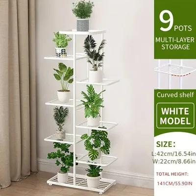 Produktbild von Pflanzenregal Metall schwarz mit 6/7/8 Ebenen – Blumenständer Eisen Pflanzständer für drinnen & draußen