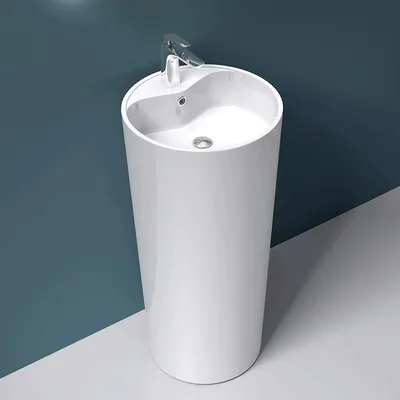 Produktbild von Mai & Mai Design Standwaschbecken freistehend in weiß, aus Mineralguss, Waschtisch, BTH: 45x45x90cm Col35