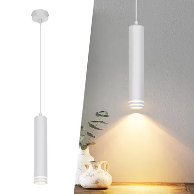 Image de ZMH Lampe à suspendre GU10 Cylindre Lampe à suspendre 1 flamme Moderne Aluminium Lampe à suspendre Réglable en hauteur Lampe à suspendre pour cuisine Chambre Table à manger Salon Blanc/Sans ampoules