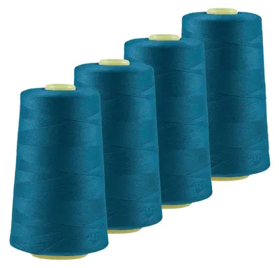 Produktbild von 4 x 4572m Qualitäts Overlock-Garn Overlock-Nähgarn  Farbe 821 - 860, Farbe:A825 saphirblau