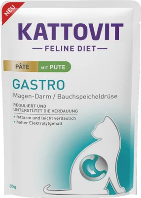 Produktbild von Kattovit - Feline Diet Pouch Gastro Paté 10x85g  |  Paté mit Pute