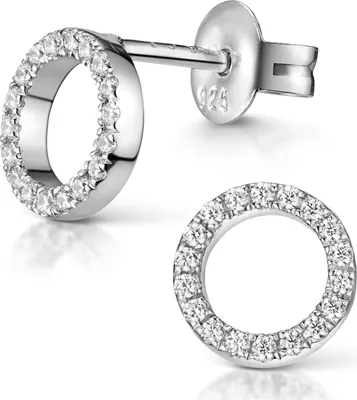 Produktbild von MATERIA by Matthias Wagner Zirkonia Ohrringe Silber 925 - Damen Ohrstecker rund rhodiniert SO-439-Silber