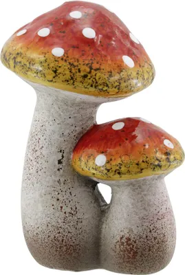 Produktbild von Dekofigur Doppelpilz aus Keramik 10 cm rot orange 1 Stück