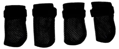 Produktbild von 4 Stück Set Verstellbare Katzenpfotenschutzschuhe aus Atmungsaktivem Polyester Mesh Kratzschutz für Kätzchen bei Medikamentengabe, Baden und Fellpflege Schwarz