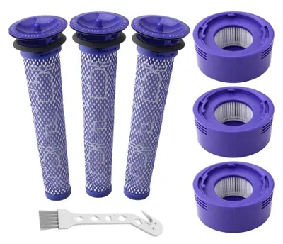 Obrázek produktu pro 6dílná náhradní sada filtrů pro akumulátorové vysavače Dyson V7, V8 Animal a V8 Absolute, 3 zadní filtry, 3 předfiltry, nahrazuje čísla dílů 965661-01 a 967478-01