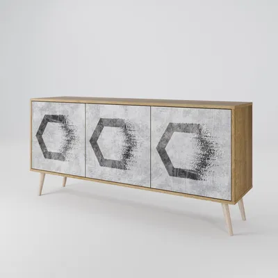 Produktbild von Spacerebels Kommode mit 3 Türen - Sideboard Komodenschrank - Highboard - Kleiderschrank Möbel - Wohnzimmer Schlafzimmer - 57,5×111×42 (HxBxT)