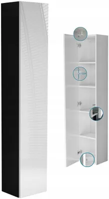 Produktbild von Hängeschrank 160x30 cm, schwarz-weiß glänzend, für Badezimmer
