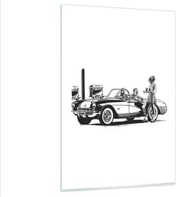 Produktbild von Bilder auf glas - Einteilig - Bar Auto Straße - 80x120cm - Glasbilder - Wandbilder - Bilder - zum Aufhängen bereit - Wanddekoration aus Glas - Glas Bilder - Wandbild auf Glas - GPA80x120-3680