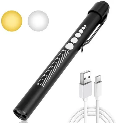 Produktbild von Medizinische Pupillenlampe - Diagnoselampe mit Pupillenmessskala und Skalenteilung - Oplaadbare USB LED-Lampe - Für medizinisches Fachpersonal, Studenten und Ärzte