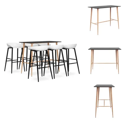 Image de vidaXL Ensemble de bar 7 pièces noir et blanc - Salle à manger