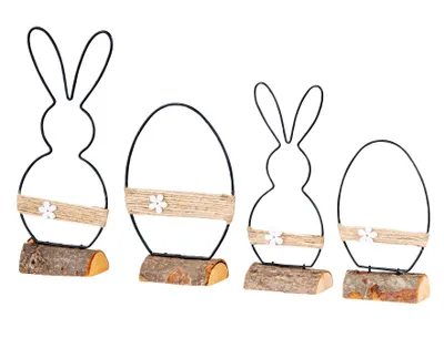 Produktbild von 4er Set Deko Aufsteller Hase Metall Schwarz Osterdeko Osterei Tischdeko Frühlingsdeko Dekohase Ostern Osterhase Metalldeko