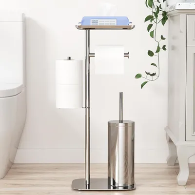 Produktbild von Toilettenpapierhalter mit Bürste aus Edelstahl