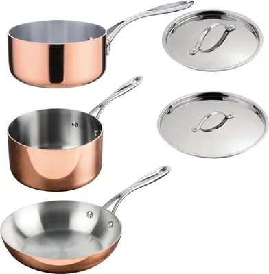 Produktbild von Vogue Cook Like A Pro 3-teiliges Tri-Wall-Kupfer-Kochgeschirr-Set