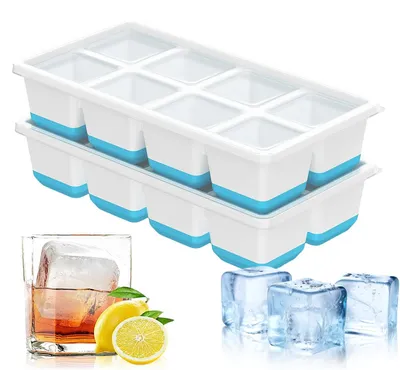 Eiswürfelformen 2er-Set, 4,5 cm, BPA-frei, Silikon, mit Deckel