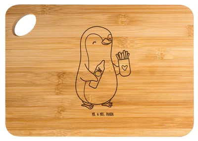 Produktbild von Mr. & Mrs. Panda Schneidebrett Pinguin Pommes - Transparent - Geschenk, Hackbrett, Frühstücksbrettchen, für Frauen, Jahrestag, Valentinstag, Frühstücksbrett, Brett