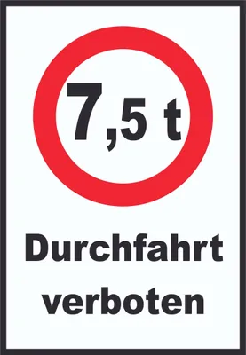 Produktbild von Durchfahrt verboten 7,5 Tonnen Schild A3 (297x420mm)