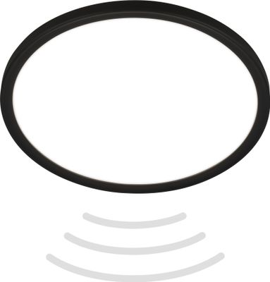 Briloner Move LED Deckenlampe mit Bewegungsmelder IP44, Bewegungsmelder, Indirektes Licht, 3m Reichweite, 120 Grad Erfassung, Schwarz, Ø29 x 3 cm