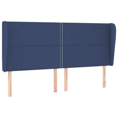 Image de vidaXL Tête de lit avec oreilles bleu 203x23x118/128 cm Tissu