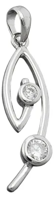 Immagine prodotto di Ciondolo con due zirconi bianchi, in argento sterling 925 rodiato, per donna