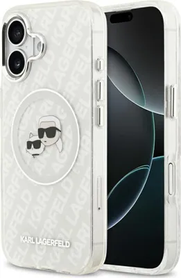 Obrázek produktu pro KARL LAGERFELD case passend für IPHONE 17 compatible with MagSafe KLHMP17SHMKBKCHOG (IML Glitter K&C Heads Logo) gray