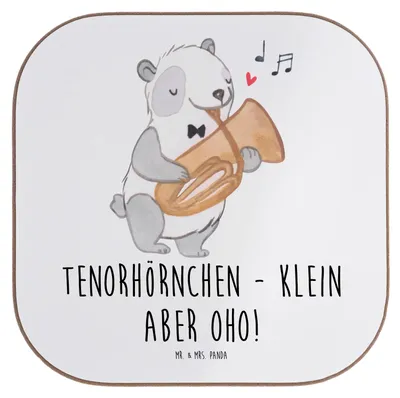 Produktbild von Mr. & Mrs. Panda Untersetzer für Gläser Tenorhörnchen Magie - Weiß - Geschenk, Instrument lernen, Tasse, Blasorchester, Musik, Brassband, gläseruntersetzer, Musikstück