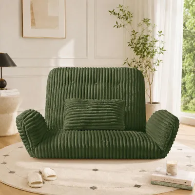 Image de HomeMiYN Fauteuil pouf XXL, fauteuil lounge confortable avec dossier et accoudoirs, fauteuil relax pour salon et chambre