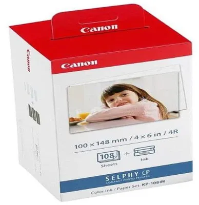 Produktbild von Canon Fotopapier für Canon Selphy CP 740, 108 Blatt A6 Photo, Color Ink Paper Set, 100x148 mm, CP740