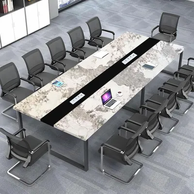 Zdjęcie produktu dla Stół konferencyjny z systemem zarządzania kablami, wymiary 320x80x74 cm. Nowoczesny design, idealny do biura i sali konferencyjnej