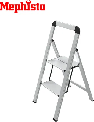 Produktbild von Mephisto Aluminium Leiter mit 2 Stufen und Griff bis 150 kg Tragkraft