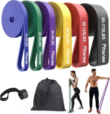 Produktbild von Fitnessbänder Set, 6 Stufen, mit Türanker, für Heimtraining
